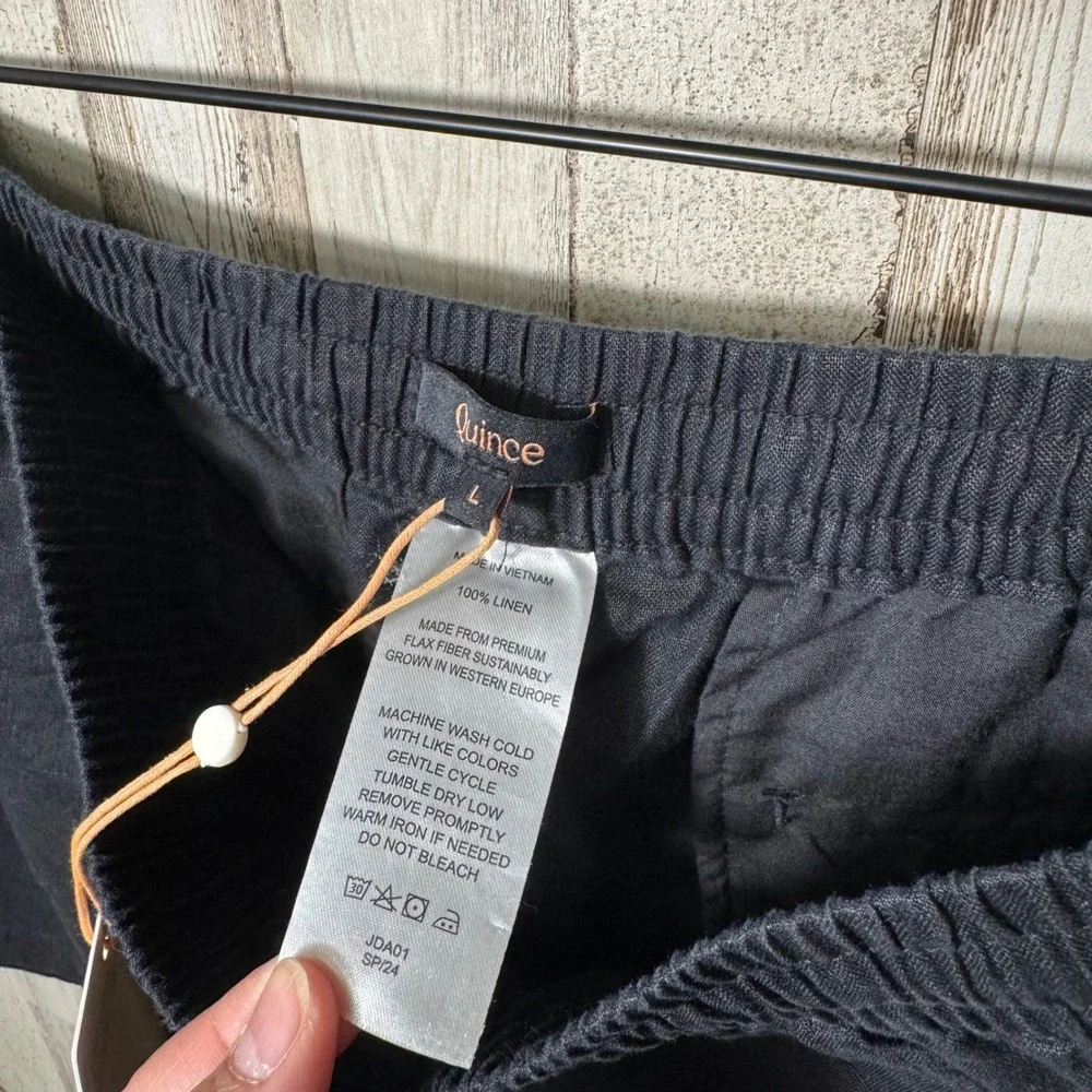 Quince‎ Black 100% European Linen Pull On Shorts Chino Relaxed Womens Size Large - Picture 3 of 4